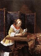 TERBORCH, Gerard A Lady Reading a Letter eart oil painting